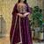 wine color designer embroidery work vichitra silk blend gown set