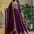 wine color designer embroidery work vichitra silk blend gown set