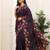 purple color multi color thread work on border with cutwork silk blend saree