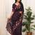 purple color multi color thread work on border with cutwork silk blend saree