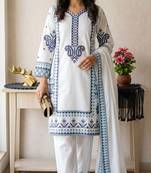 white color designer embroidery work rayon kurti palazzo set