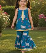 Girls Sleeveless Cotton Kurta & Churidar Salwar Set