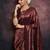 Dark maroon silk blend woven saree with banarasi silk