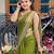 Olive silk blend woven saree with banarasi silk