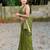 Olive silk blend woven saree with banarasi silk