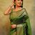 Dark green silk blend woven saree with banarasi silk