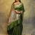 Dark green silk blend woven saree with banarasi silk