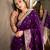 Purple silk blend woven saree with banarasi silk
