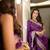 Purple silk blend woven saree with banarasi silk