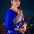 Blue silk blend woven saree with banarasi silk