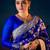 Blue silk blend woven saree with banarasi silk