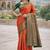 Dark orange silk blend woven saree with zari work