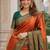 Dark orange silk blend woven saree with zari work