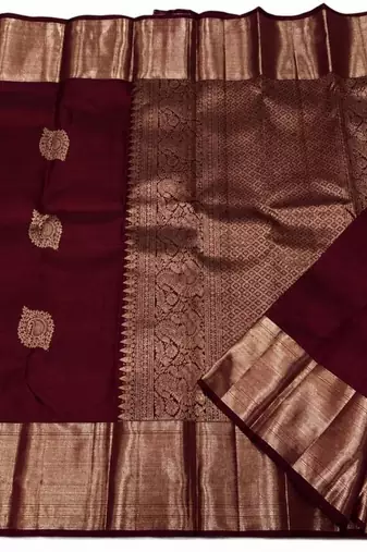 Black silk blend woven saree with banarasi silk