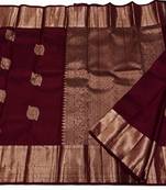 Black silk blend woven saree with banarasi silk