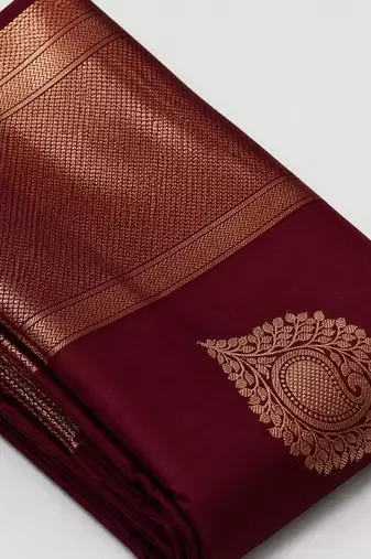 Black silk blend woven saree with banarasi silk