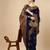 Dark blue silk blend woven saree with banarasi silk