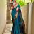Blue silk blend woven saree with banarasi silk