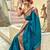 Blue silk blend woven saree with banarasi silk