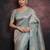 Sky blue silk blend woven saree with banarasi silk
