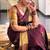 Dark maroon silk blend woven saree with banarasi silk