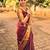 Dark maroon silk blend woven saree with banarasi silk