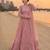 peach faux georgette readymade anarkali suit with embroidery & cut work