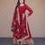 maroon faux georgette readymade anarkali suit with embroidery & sequence work