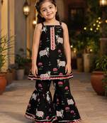 Girls Sleeveless Cotton Kurta & Churidar Salwar Set