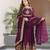 purple faux georgette readymade anarkali suit with zari thread & embroidery work