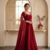 Maroon silk Blend  party wear anarkali gown with zari embroidery