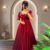 Maroon silk Blend  party wear anarkali gown with zari embroidery