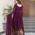 purple faux georgette readymade anarkali suit with zari thread & embroidery work