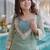 blue silk blend  readymade suit with real mirror & sequence work