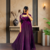 Wine silk Blend  party wear anarkali gown with zari embroidery