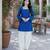 blue silk blend  readymade suit with bandhej printed work