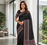 Black Colour Mirror-work Border And Red Pallu Finished With Red Tassels (Latkan) With Ajarakh Print Gajji Silk Saree