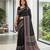 Black Colour Mirror-work Border And Red Pallu Finished With Red Tassels (Latkan) With Ajarakh Print Gajji Silk Saree