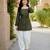 mehendi silk blend  readymade suit with bandhej printed work