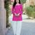 pink silk blend  readymade suit with bandhej printed work