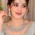 pista rhodium-plated agate stone necklace set with earrings & maang tikka