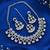 blue rhodium-plated agate stone necklace set with earrings & maang tikka