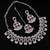 maroon rhodium-plated agate stone necklace set with earrings & maang tikka