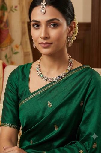 multicolor mehndi-plated agate stone necklace set with earrings & maang tikka