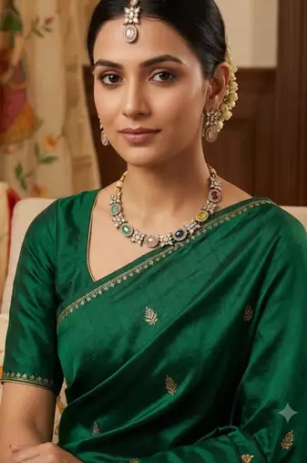 multicolor mehndi-plated agate stone necklace set with earrings & maang tikka