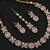 baby pink mehndi-plated agate stone necklace set with earrings & maang tikka