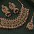 maroon mehndi-plated agate stone necklace set with earrings & maang tikka