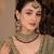 green mehndi-plated agate stone necklace set with earrings & maang tikka