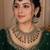 green mehndi-plated agate stone necklace set with earrings & maang tikka