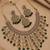 green mehndi-plated agate stone necklace set with earrings & maang tikka
